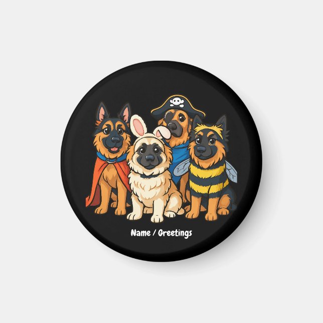 Íman Ouro Shepherd Ghost Dog Halloween Engraçado Spooky (Frente)