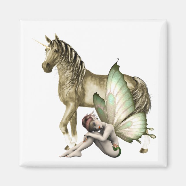 Íman Ouro Unicórn & Shy Fairy Magnet (Frente)