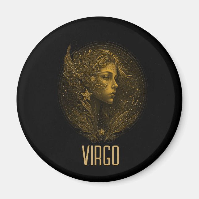 Íman Ouro Virgo - sinal clássico do zodíaco preto (Frente)