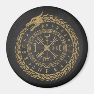 Íman Ouroboros & Vegvisir - Círculo Rune de Compass Nor