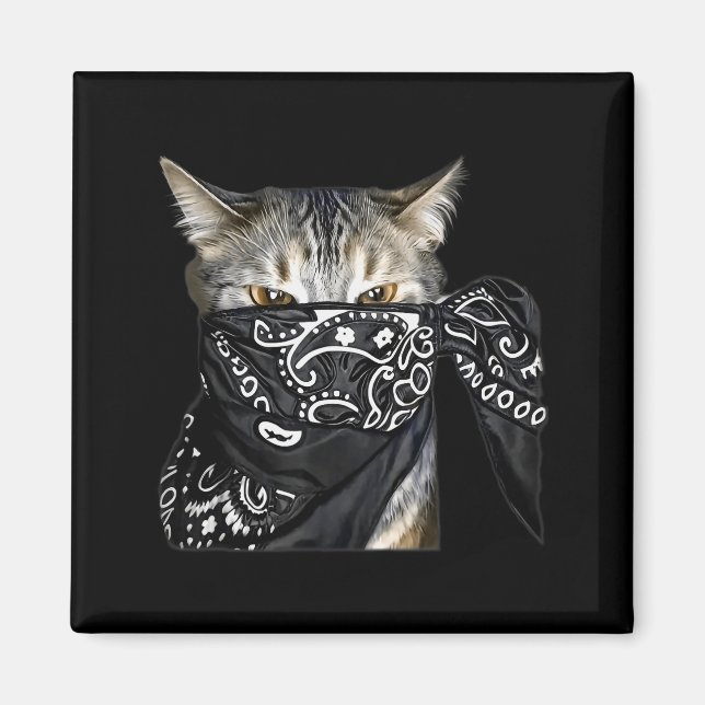 Íman Outlaw Cat Funny Gangster Cat With Bandana  (Frente)