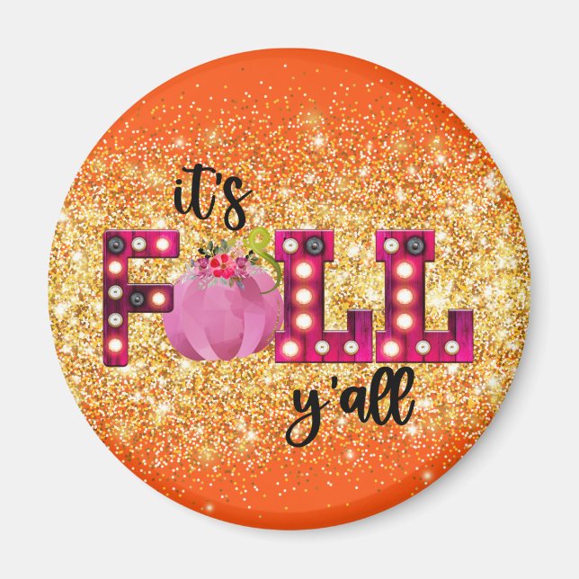 Íman Outono de outono de Neon Personalizar Texto e Cor (Frente)