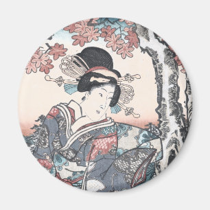 Íman Outono japonês Ukiyo-e Momijigari nenhum himegimi