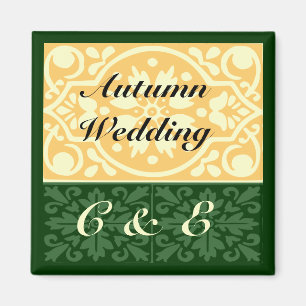 Íman Outono que Wedding o ímã verde do costume do monog