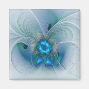 Íman Ovações de Pé, Fractal Azul Turquesa Abstrato