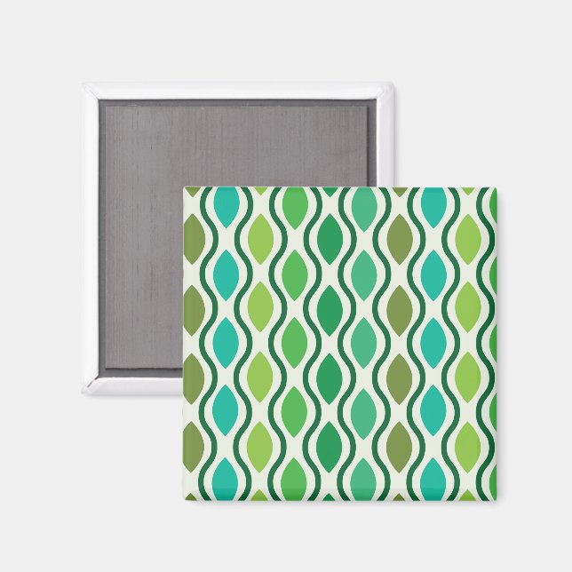 Íman Ovalos Geométricos Verde Azul Médio Século  (Front/Back)