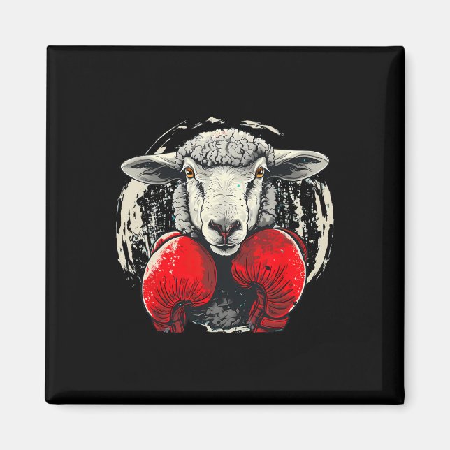 Íman Ovelha Boxeando Com Luvas de Boxe Kickboxing Engra (Frente)