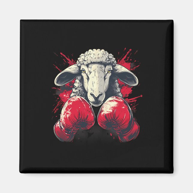 Íman Ovelha Boxeando Com Luvas de Boxe Kickboxing Engra (Frente)