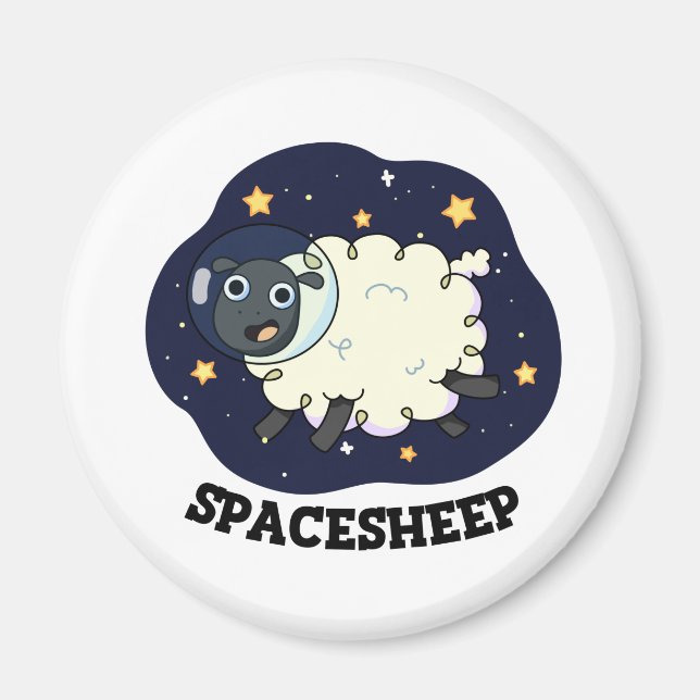 Íman Ovelha Espacial Astronauta Engraçado Ovelha Trocad (Frente)