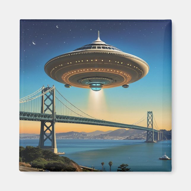 Íman OVNI Hovering Over San Francisco Bay Bridge 2035 (Frente)