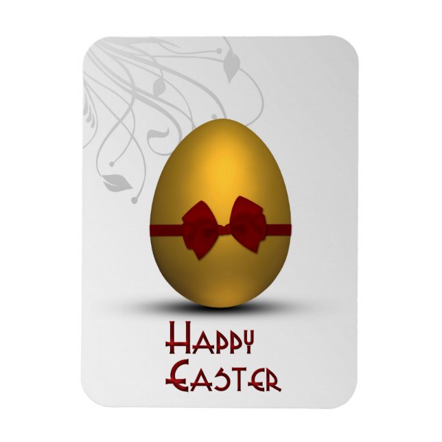 Íman Ovo da páscoa dourado com teste padrão floral do (Vertical)