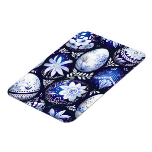 Íman Ovo de Páscoa Azul Escandinavo Floral de Primavera