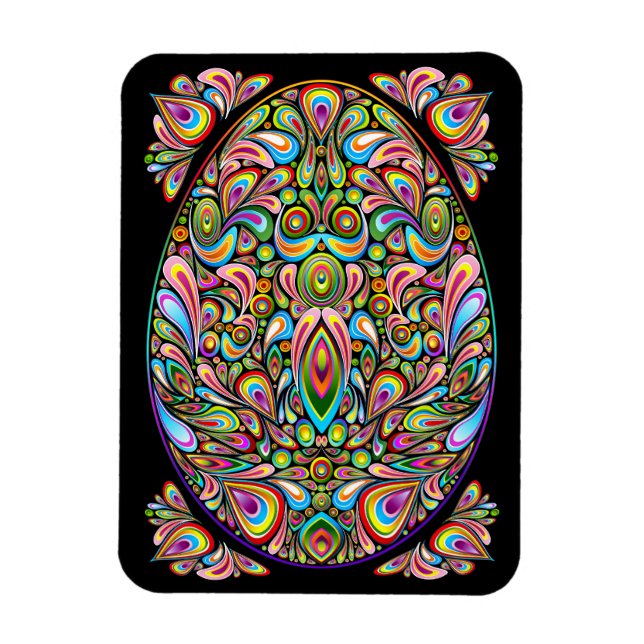 Íman Ovo de Páscoa Design Psicodélico (Vertical)