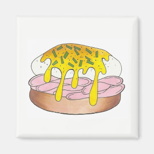 Íman Ovos Benedict Café da Manhã Comida Foodie Ham