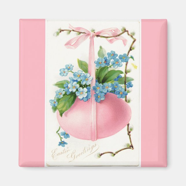 Íman Ovos de Páscoa e Flores Rosa (Frente)
