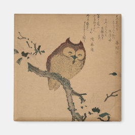 Íman Owl & Magnolia: Imagem Japonesa Ukiyo-e