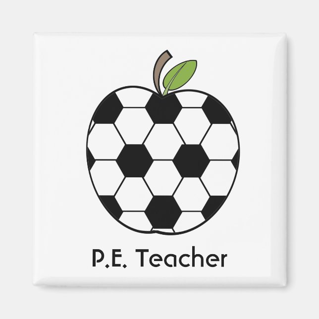 Íman P.E. Professor Soccer Ball Apple Magnet (Frente)