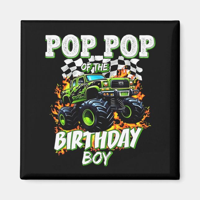 Íman P P Of The Birthday Boy Monster Truck Birthday Kid (Frente)