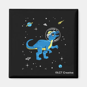 Íman Pachycephalosaurus azul e amarelo Dinos no espaço