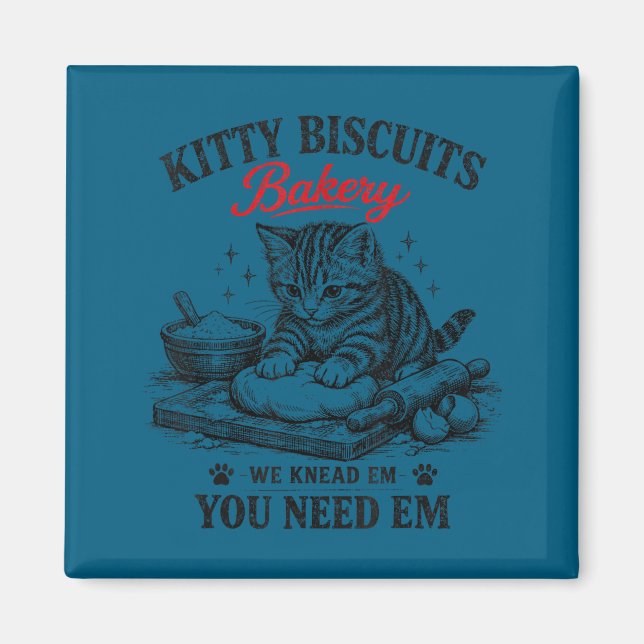 Íman Padaria de biscoitos de gatinho fofo vintage  (Frente)