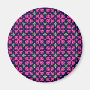 Íman Padrão abstrato de pétalas florais rosa geométrica