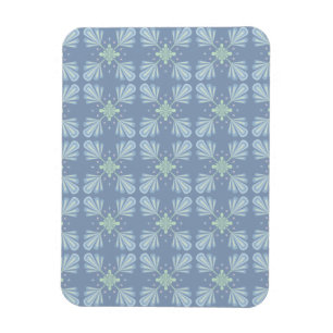 Íman Padrão Abstrato Floral Azul