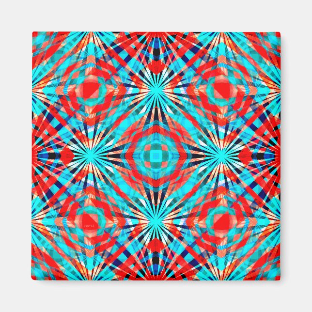 Íman Padrão abstrato Vermelho E Azul (Frente)