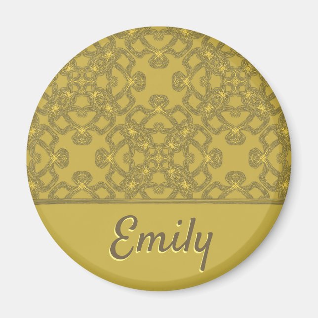 Íman Padrão Amarelo da Mostarda Personalizada (Frente)