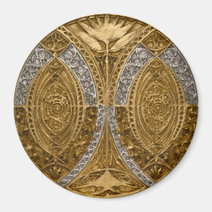 Íman Padrão Art Déco Prata e Ouro