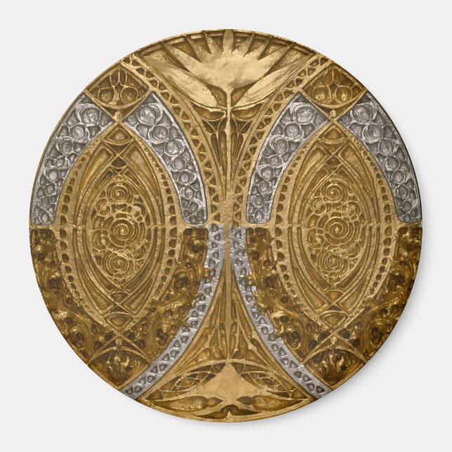 Íman Padrão Art Déco Prata e Ouro (Frente)