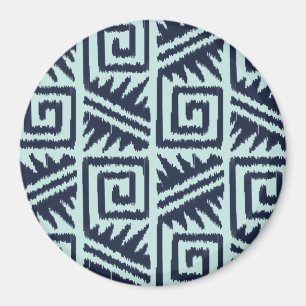 Íman Padrão Azteca Ikat - Índigo e Azul Claro