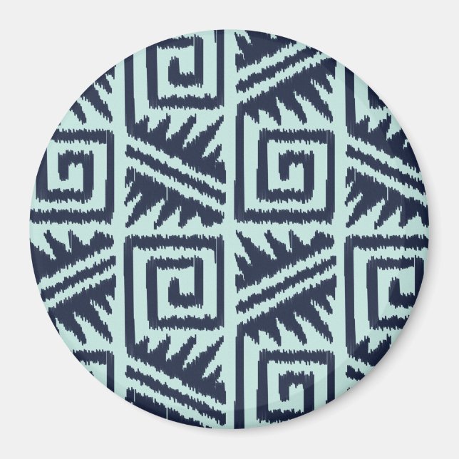 Íman Padrão Azteca Ikat - Índigo e Azul Claro (Frente)