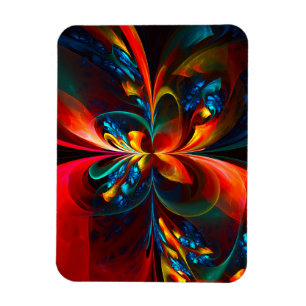 Íman Padrão Azul Laranja-Abstrato Floral Moderno #14