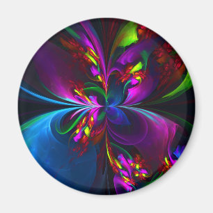 Íman Padrão Azul Vermelho Abstrato Floral Moderno #15