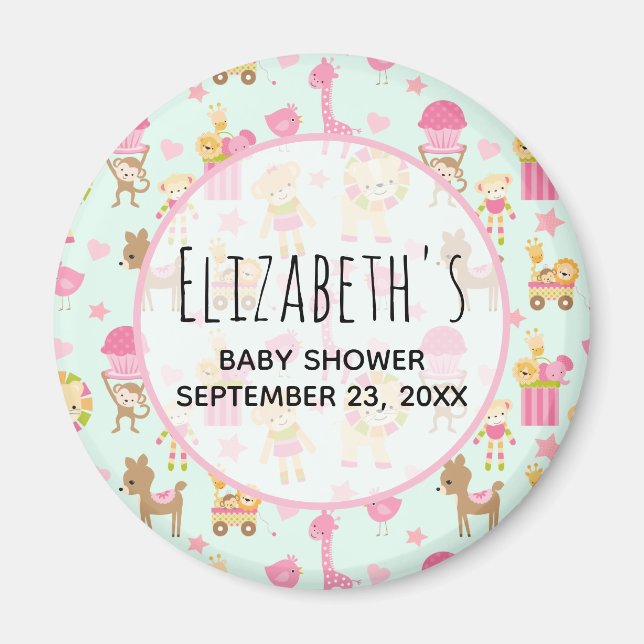 Íman Padrão bonito com animais e Chá de fraldas de brin (Frente)