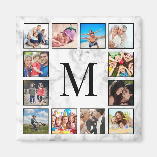 Íman Padrão Branco da Pedra Marble (Frente)