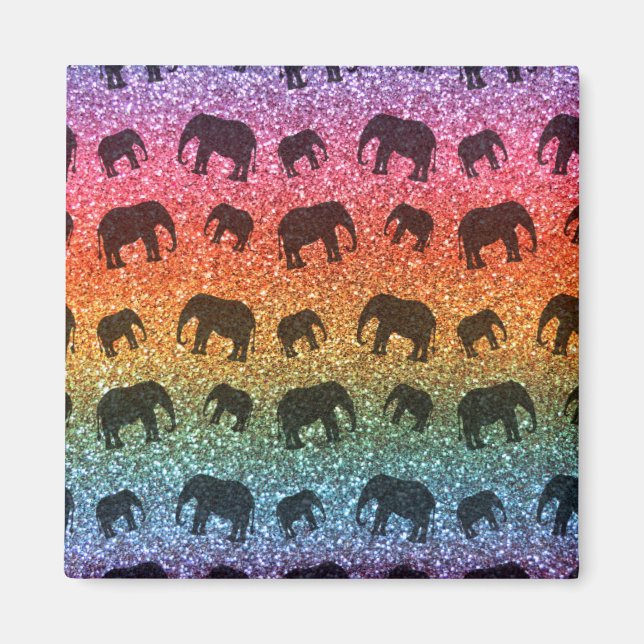 Íman Padrão brilhante do elefante arco-íris (Frente)