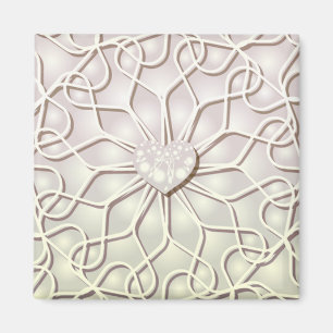 Íman Padrão cardíaco do Rosa Dourado LOVE geométrico