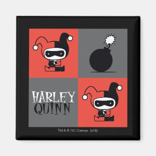 Íman Padrão Checker de Chibi Harley Quinn