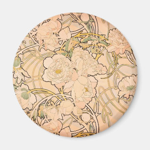 Íman Padrão Clássico de Jardim de Peônia Art Nouveau po