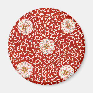 Íman Padrão Clássico do Ornamentado Floral Vermelho Vib