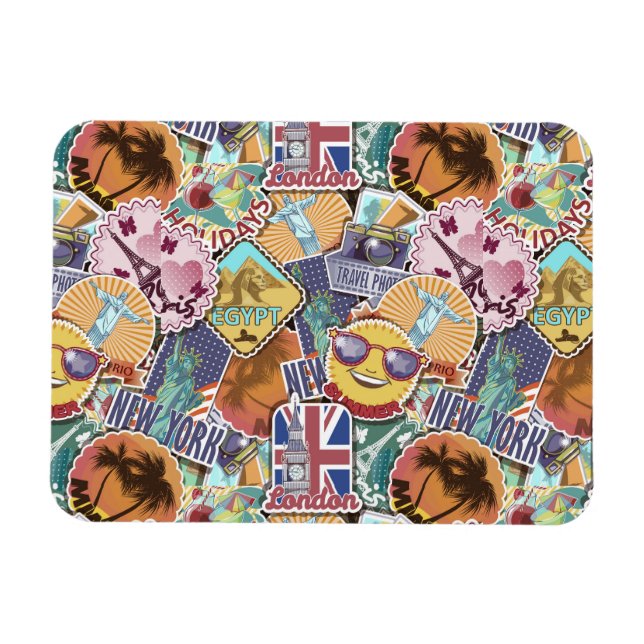 Íman Padrão colorido do Viagem Sticker (Horizontal)