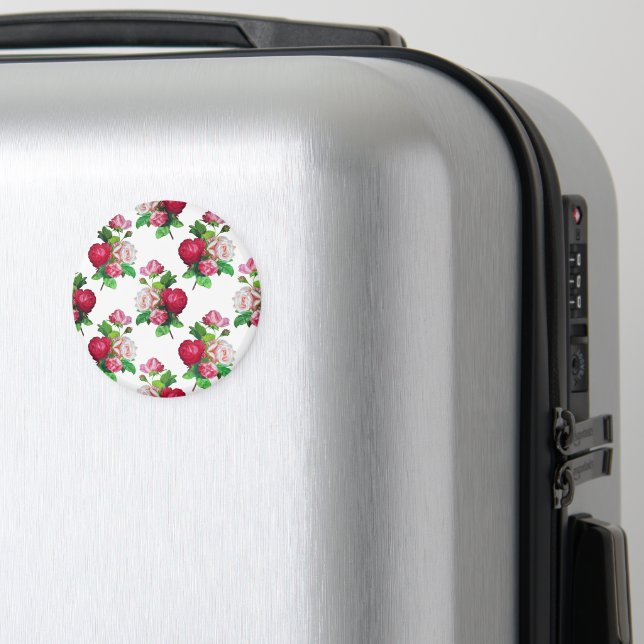 Íman Padrão com rosas vermelhas, brancas e rosadas, (In Situ (Luggage))