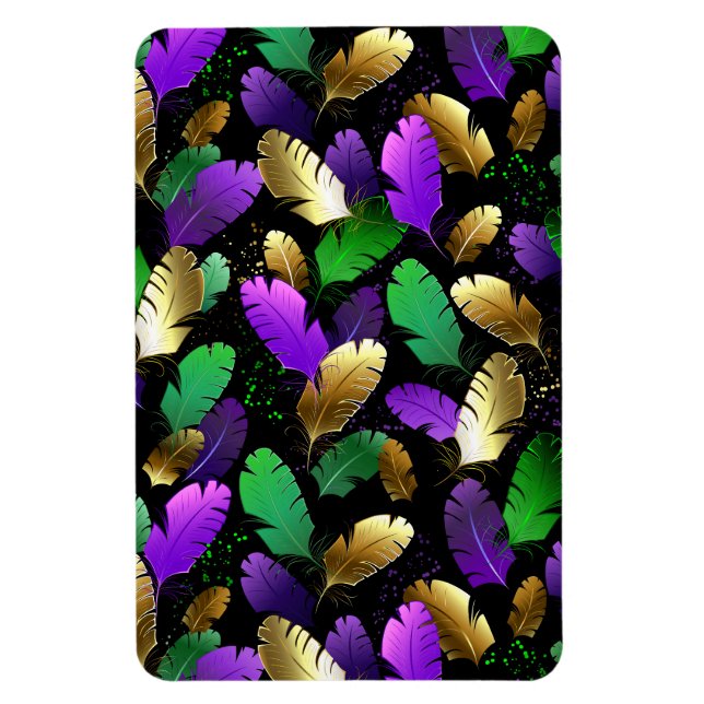 Íman Padrão contínuo com penas de Mardi Gras (Vertical)