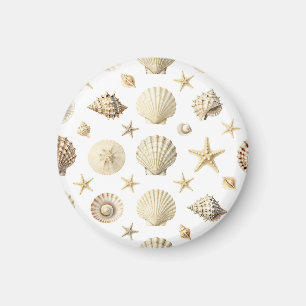 Íman Padrão contínuo de estrelas-do-mar e conchas marin