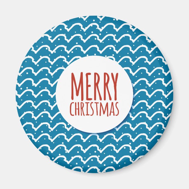 Íman Padrão contínuo de Feliz Natal Textura Azul (Frente)
