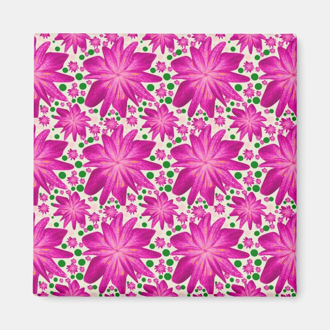 Íman Padrão contínuo floral rosa quente (Frente)