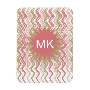 Íman Padrão Coral Spice Scribble ZigZag Chevron