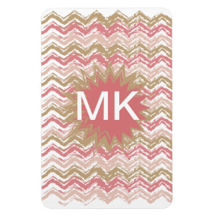 Íman Padrão Coral Spice Scribble ZigZag Chevron