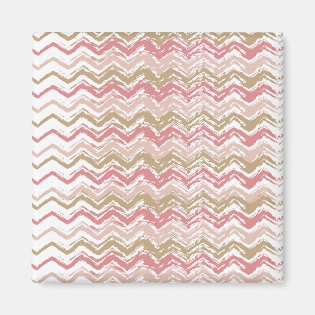 Íman Padrão Coral Spice Scribble ZigZag Chevron (Frente)